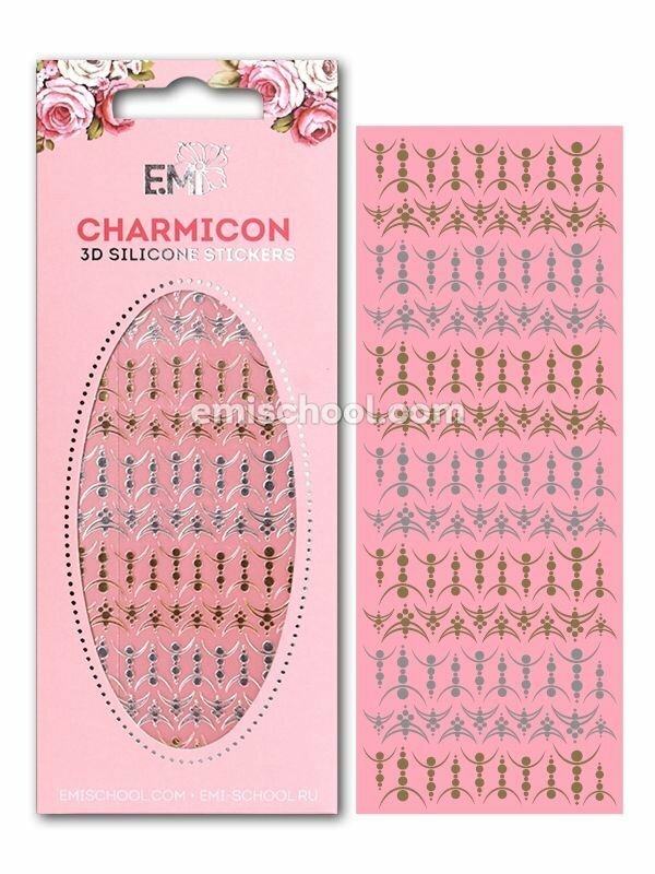 Charmicon 3D Silicone Stickers Lunula #27, Gold/Silver
