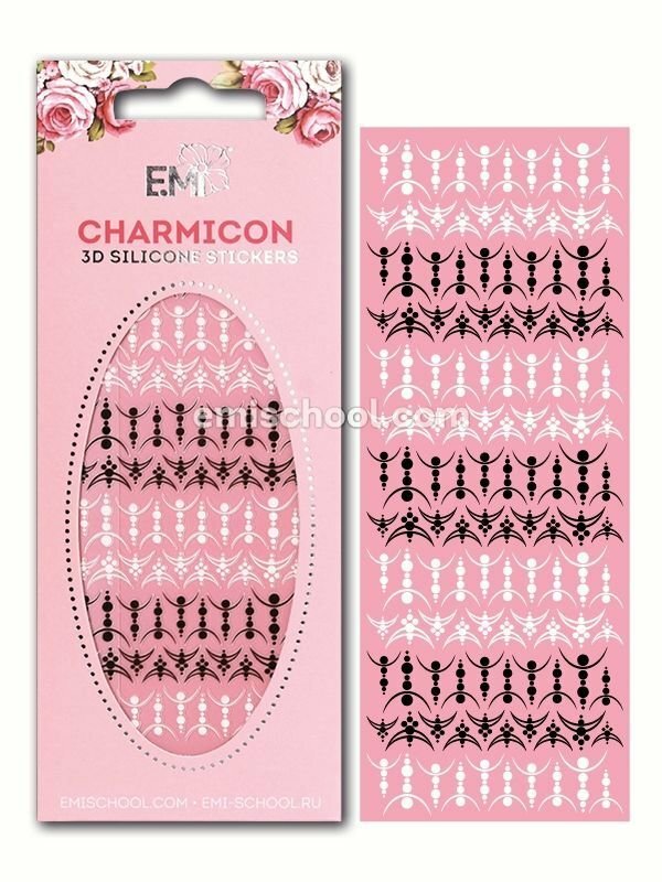 Charmicon 3D Silicone Stickers Lunula #28, Black/White
