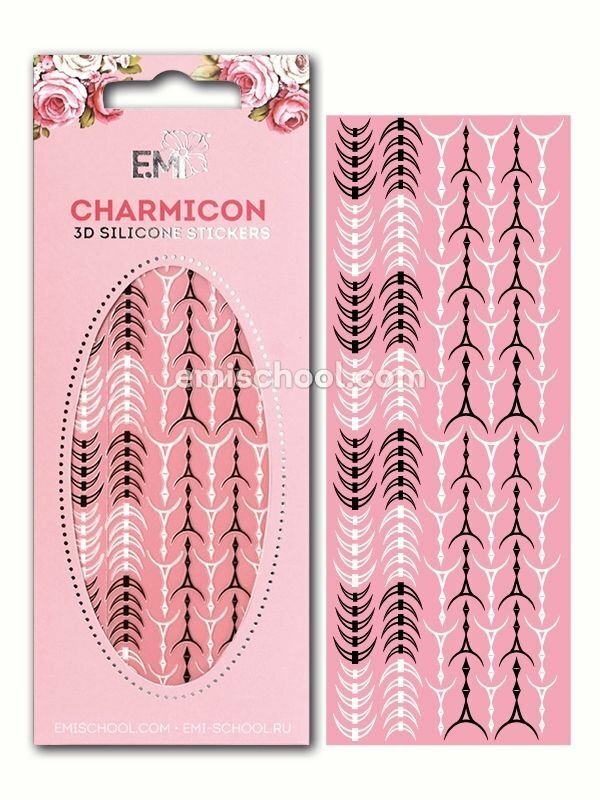 Charmicon 3D Silicone Stickers Lunula #34, Black/White