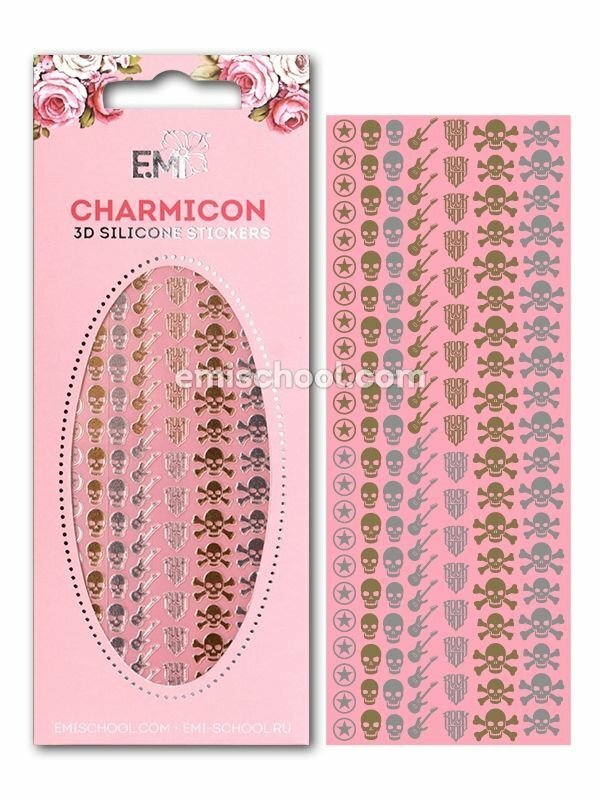 Charmicon 3D Silicone Stickers Rock Mix, Gold/Silver