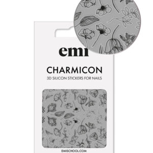 Charmicon 3D Silicone Stickers #176 Black Flowers