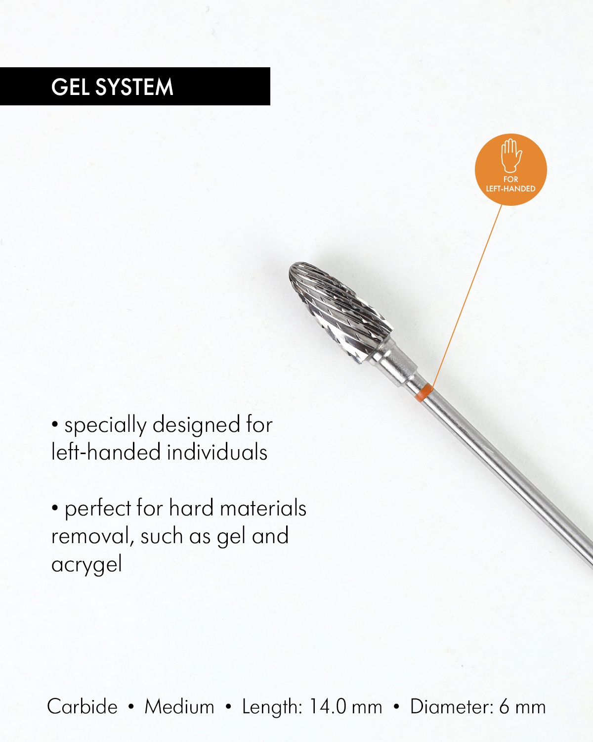 Corn-shaped-Carbide-Rotary-File-for-Lefties-6-mm-Medium-abrasiveness-Emi-Canada-Nail-Supply